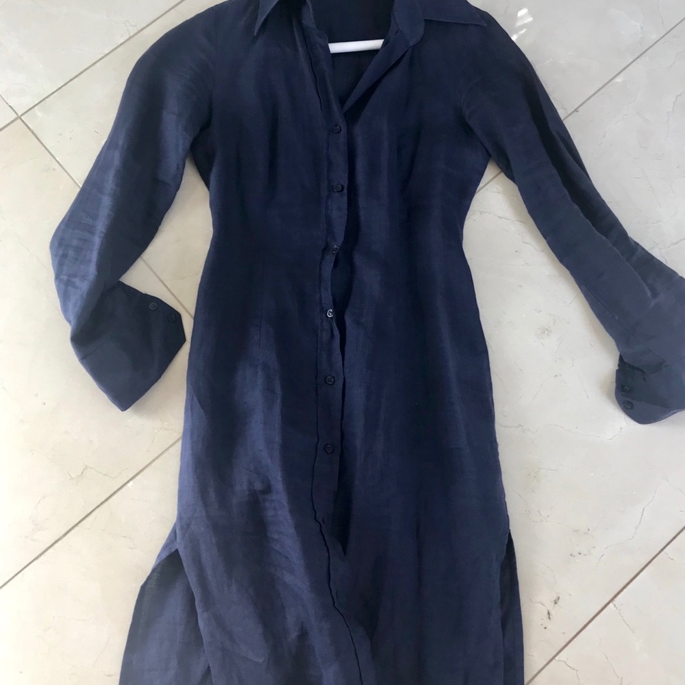 sisley linen dress Sisley Linen Long sleeves shirts mini dress xs